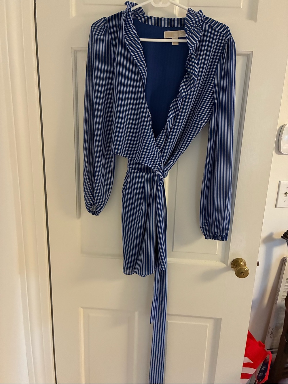 Michael Kors Navy and White Striped Jumpsuit
